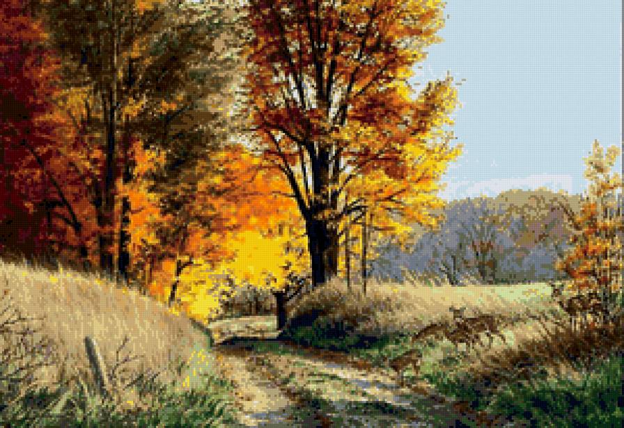 осень в лесу - лес, олени, природа, пейзаж, осень - предпросмотр