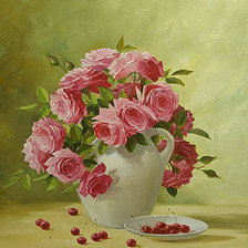 Оригинал схемы вышивки «ваза с розами» (№651803)