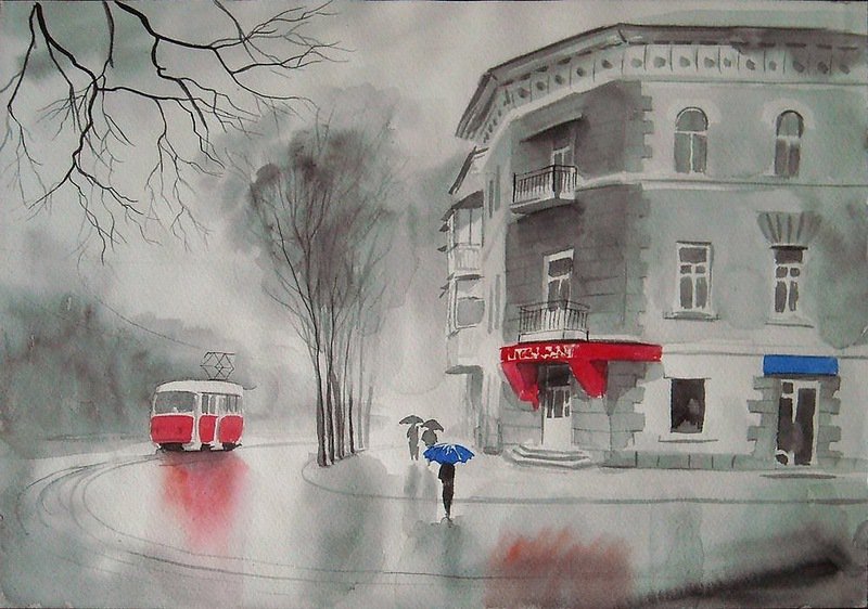 город в осенних сумерках - оригинал