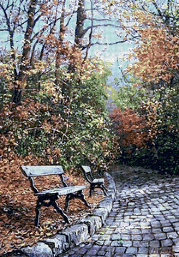 осень в парке - деревья, листья, пейзаж, осень - предпросмотр