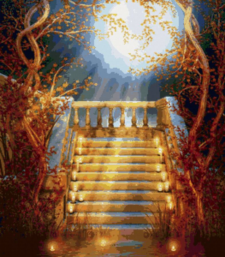 золотая лестница - пейзаж, озеро - предпросмотр