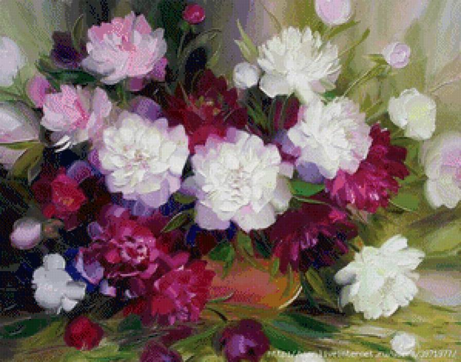 букет пионов - акварель, цветы, букет, пионы, живопись - предпросмотр