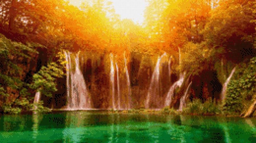 Лесной водопад - лес, природа, вода, озеро, водопад - предпросмотр