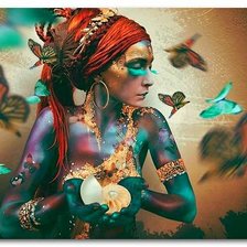 Схема вышивки «девушка с ракушкой»