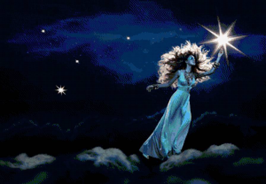 звезда - ночь, человек, девушка, звезда - предпросмотр