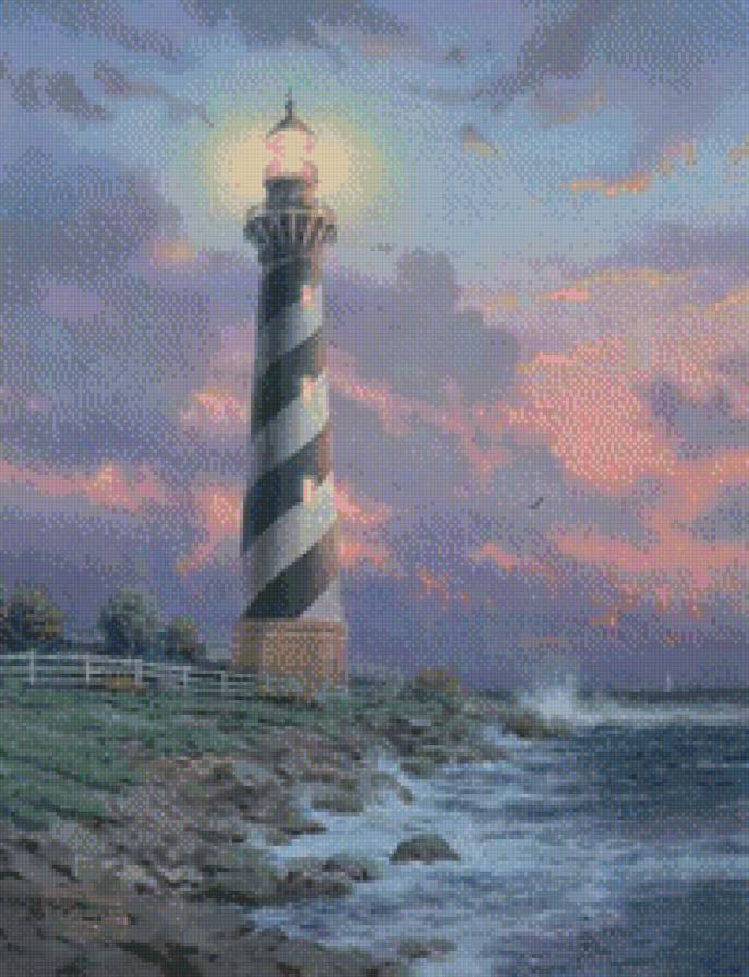 Маяк на закате - маяк природа море вечер - предпросмотр