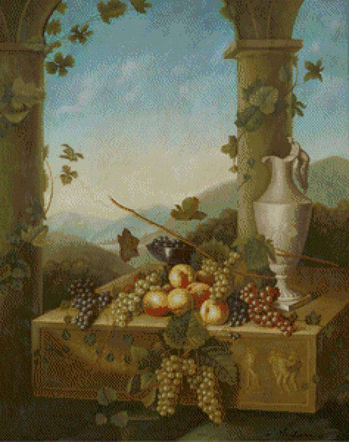 Старинный натюрморт - виноград, натюрморт - предпросмотр