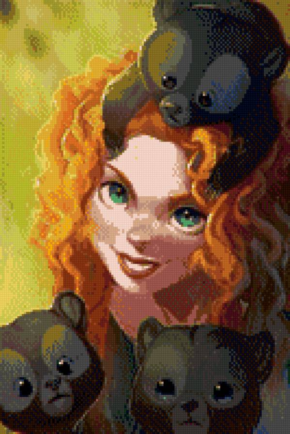 Девушка с медвежатами - девушка - предпросмотр