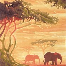 Схема вышивки «триптих слоны»