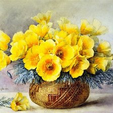 Оригинал схемы вышивки «букет желтых цветов в вазе» (№654415)