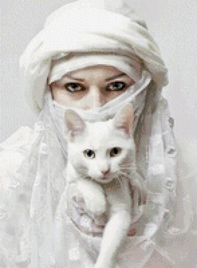 Кот и девушка - кот, девушка, животные - предпросмотр