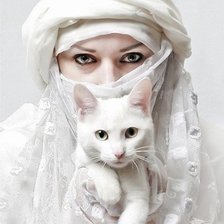 Схема вышивки «Кот и девушка»