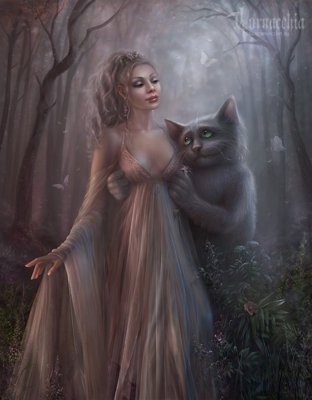 donna con gatto - оригинал