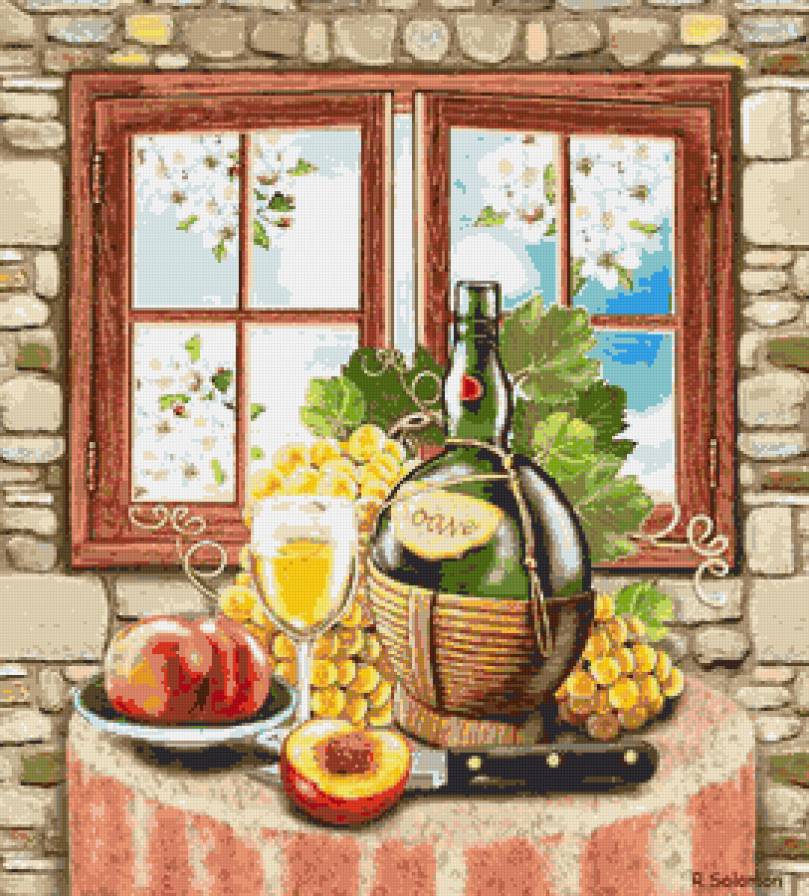 Натюрморт с вином - натюрморт - предпросмотр