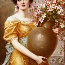 Оригинал схемы вышивки «дама с вазой» (№654977)