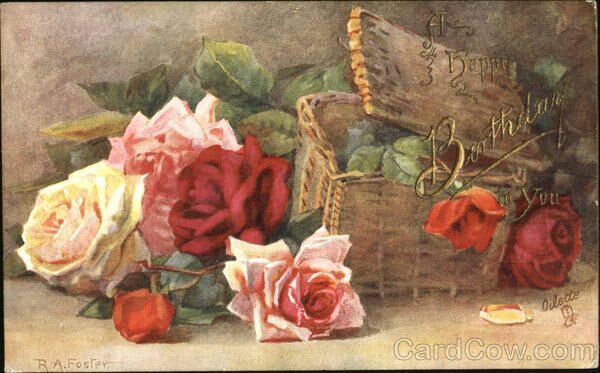 винтажные розы в корзинке - оригинал