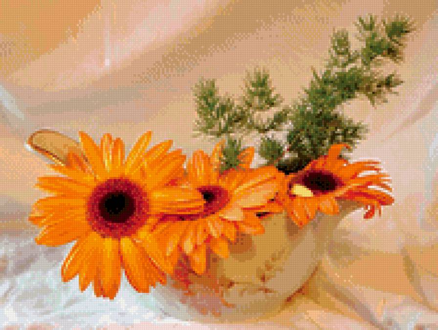 герберы - натюрморт, цветы, букет - предпросмотр