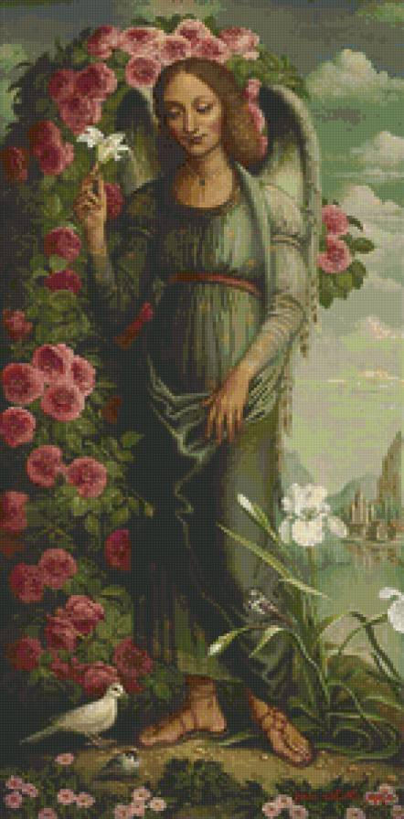 ангел в розах - девушка, ангел, розы - предпросмотр