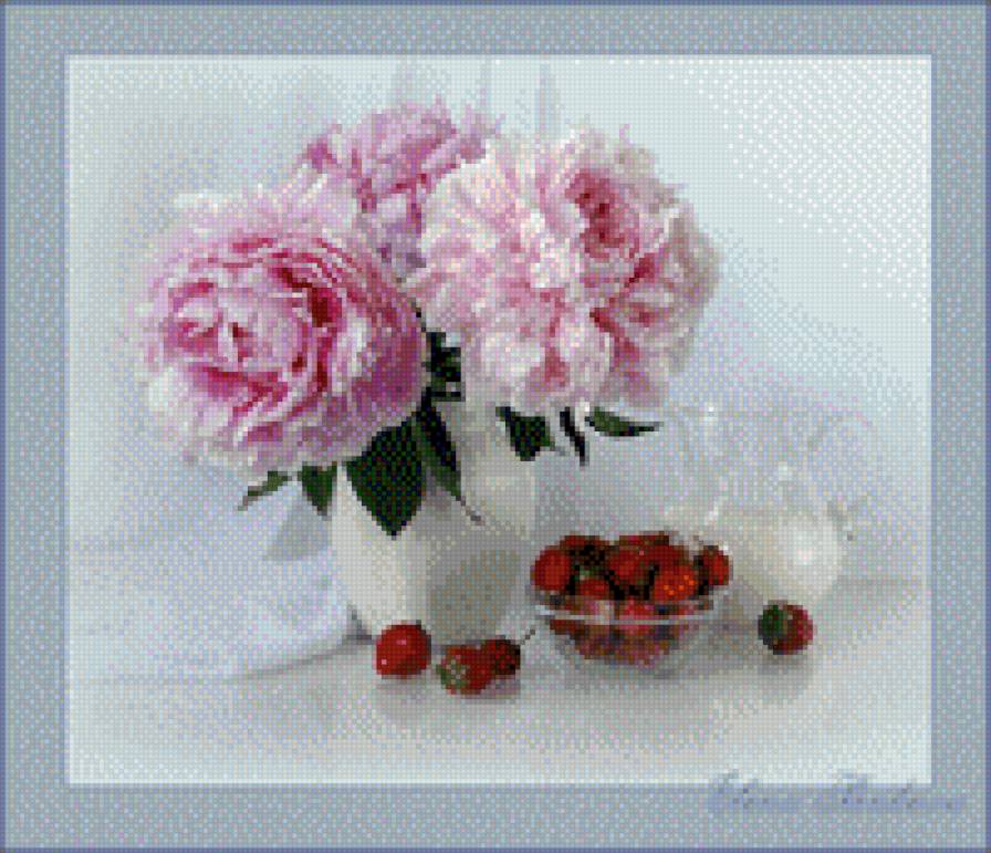 розовые пионы - нежность, натюрморт, пионы, ваза - предпросмотр