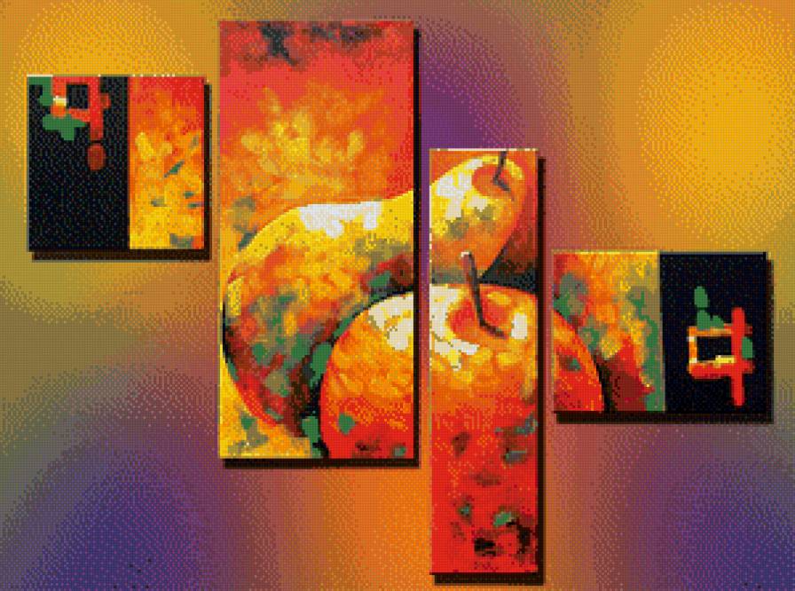 полиптих яблоко - яблоко, картина, полиптих - предпросмотр