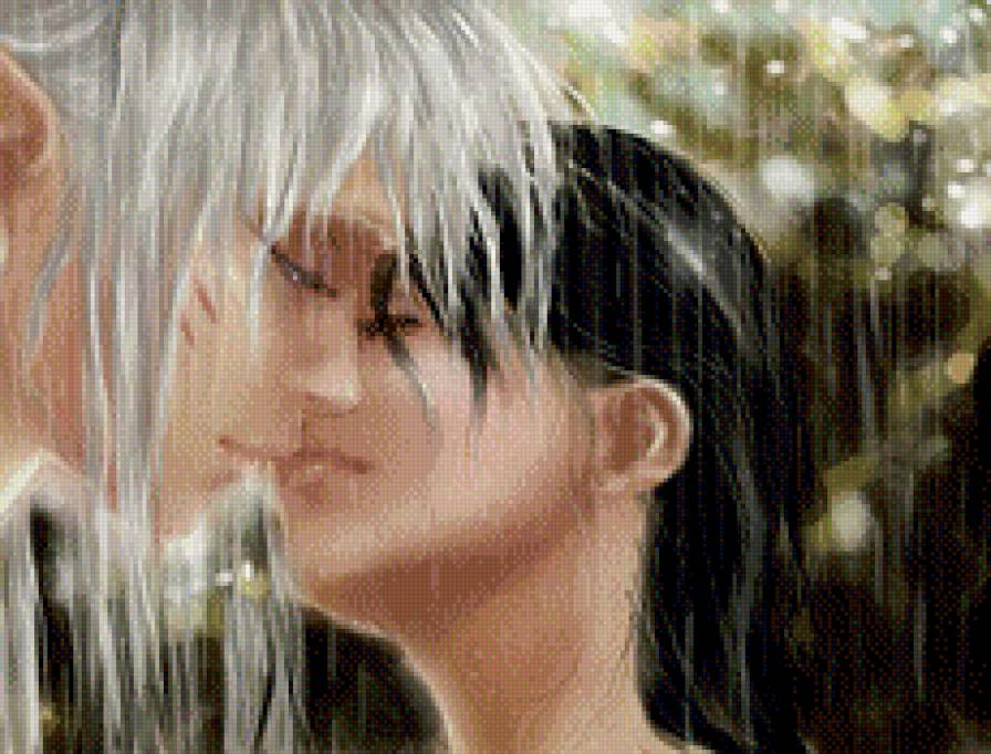 сладкий поцелуй - девушка, поцелуй, любовь, дождь - предпросмотр