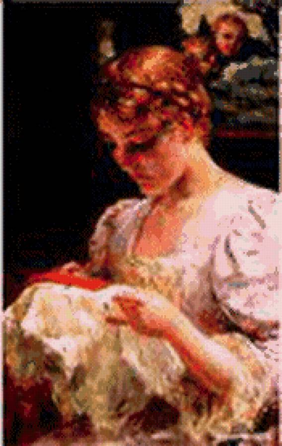 девушка - вышивка, девушка - предпросмотр