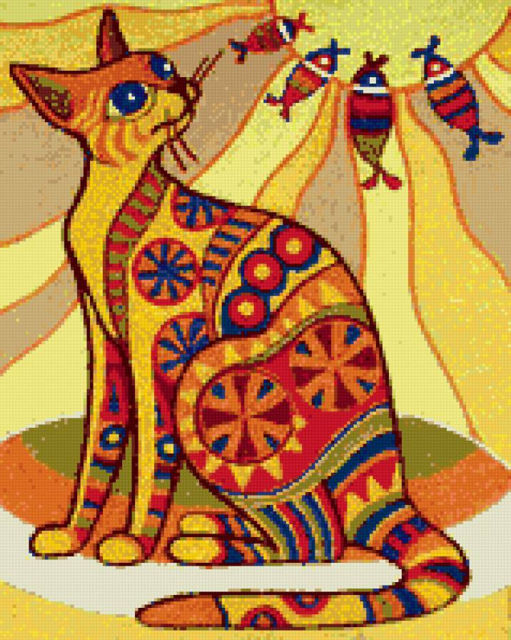 Кошка и солнце - волны, рыбы, кошка, солнце - предпросмотр