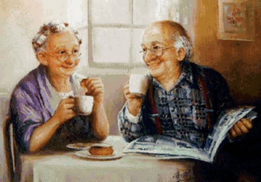 Двое - чай, люди, двое, кухня - предпросмотр