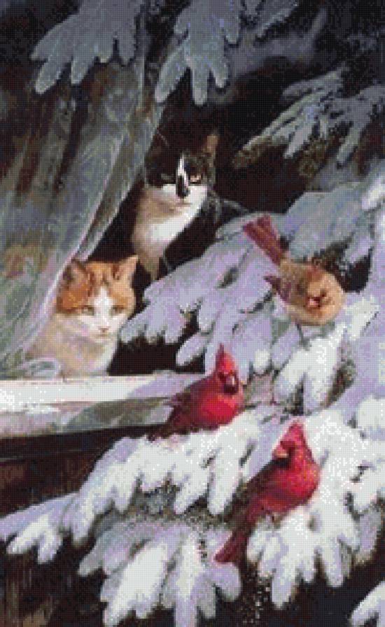 зимняя встреча - котики - предпросмотр