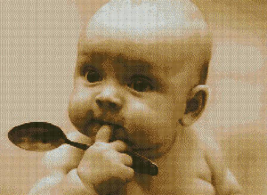 малыш с ложкой - дети - предпросмотр