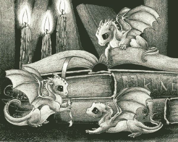 дракончики - драконы, монохром - оригинал