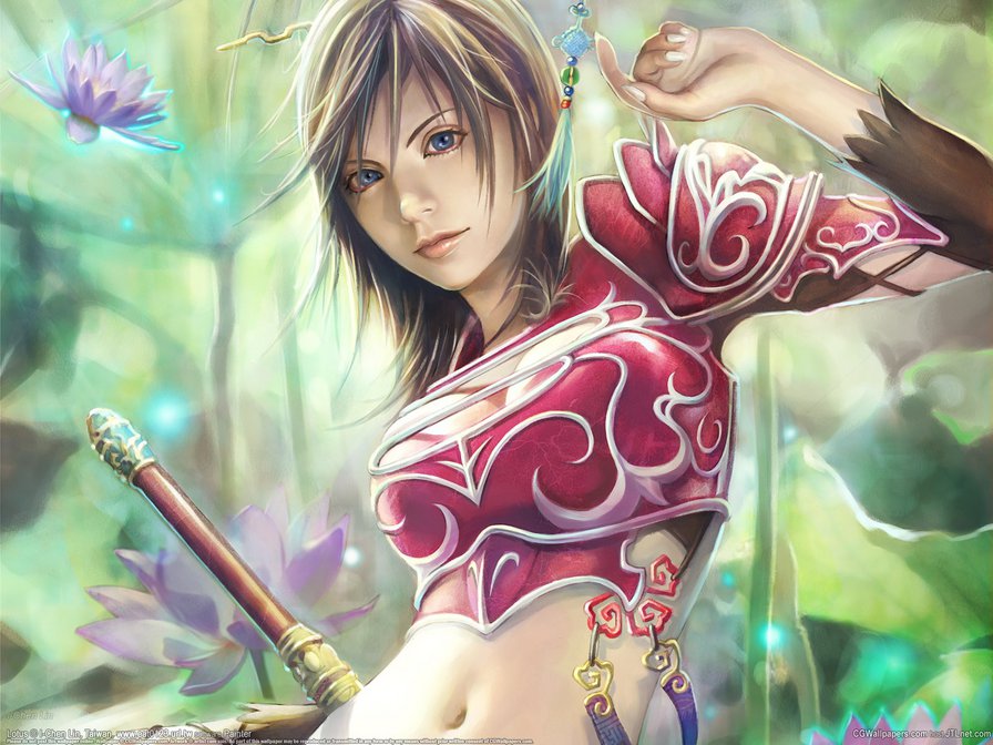 №658720 - цветы, фэнтези, девушка, картина, восток, япония - оригинал