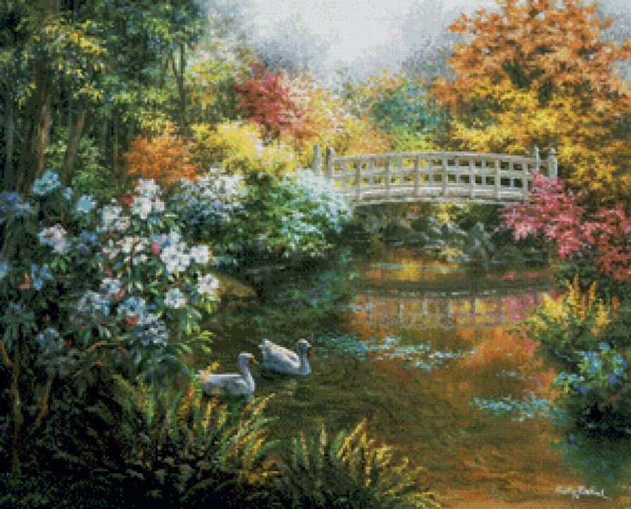 лебеди на пруду - предпросмотр