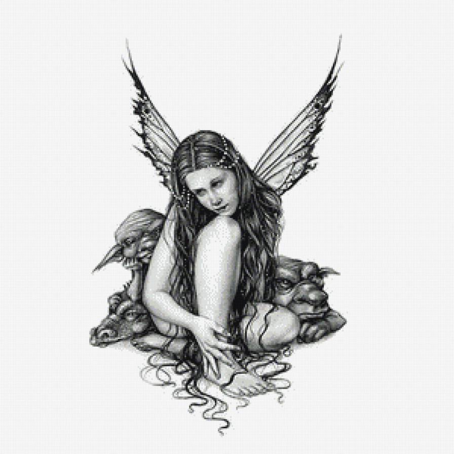 девушка и демоны - люди, монохром - предпросмотр