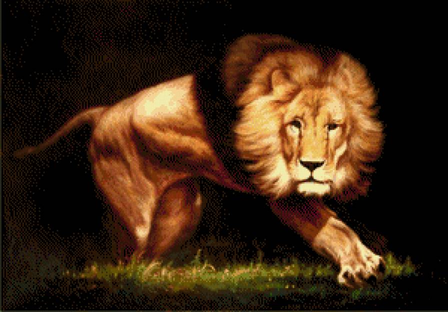 царь на охоте - живопись, лев, охота, животные - предпросмотр