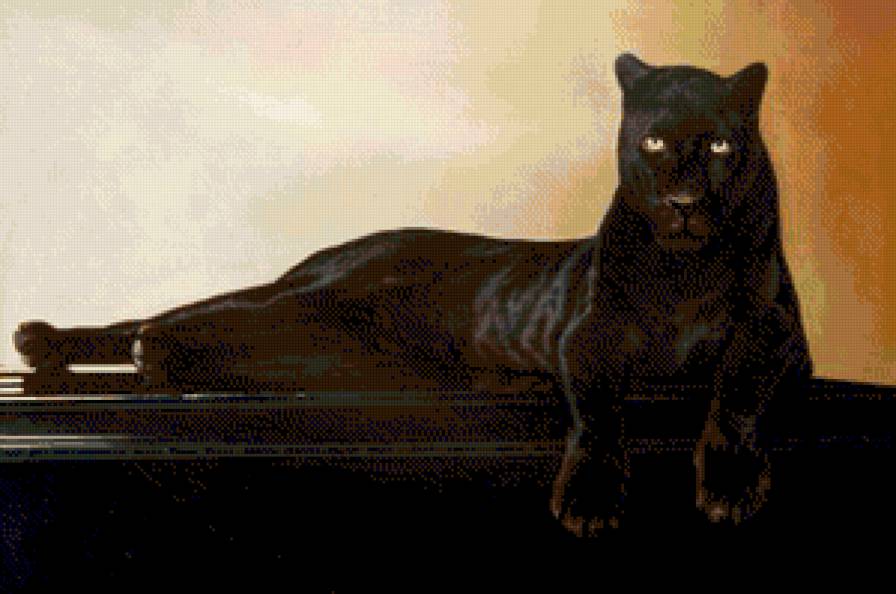 черная на черном - пантера, животные, живопись - предпросмотр