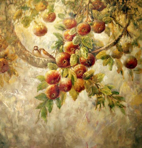 яблоки - яблоки, птицы, живопись - оригинал