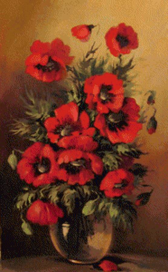 картина - маки, цветы.букет - предпросмотр