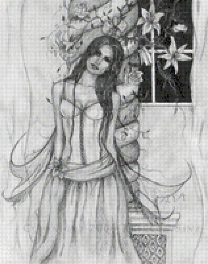 №660261 - девушка, цветы - предпросмотр