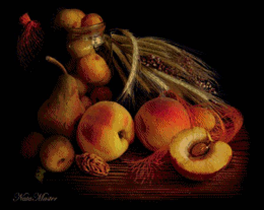 Персики - натюрморт, фрукты - предпросмотр