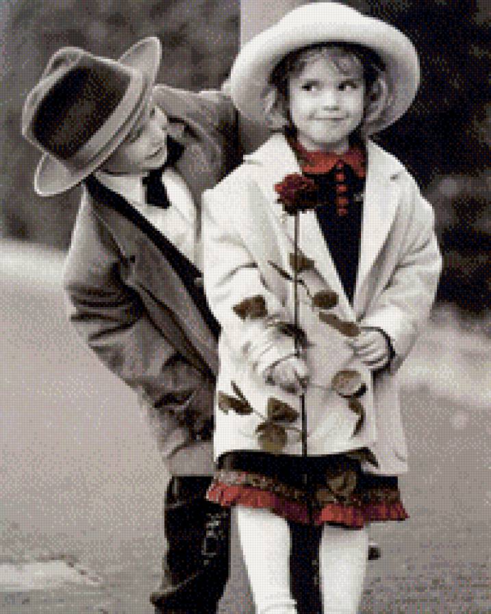 Детская любовь - любовь, дети, пара, роза, девочка, мальчик - предпросмотр