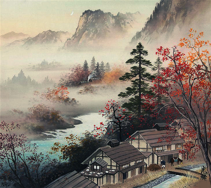 Туман - восточная живопись - оригинал