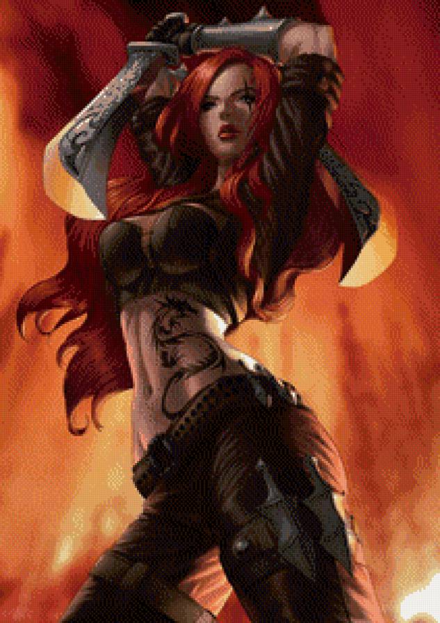 №661356 - татуировка, мечи, оружие, женщина, девушка, тату, волосы - предпросмотр