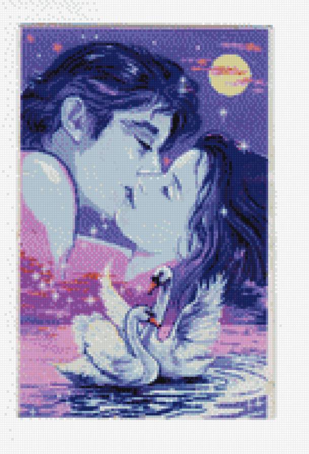 Поцелуй - поцелуй, влюбленные, ночь. - предпросмотр