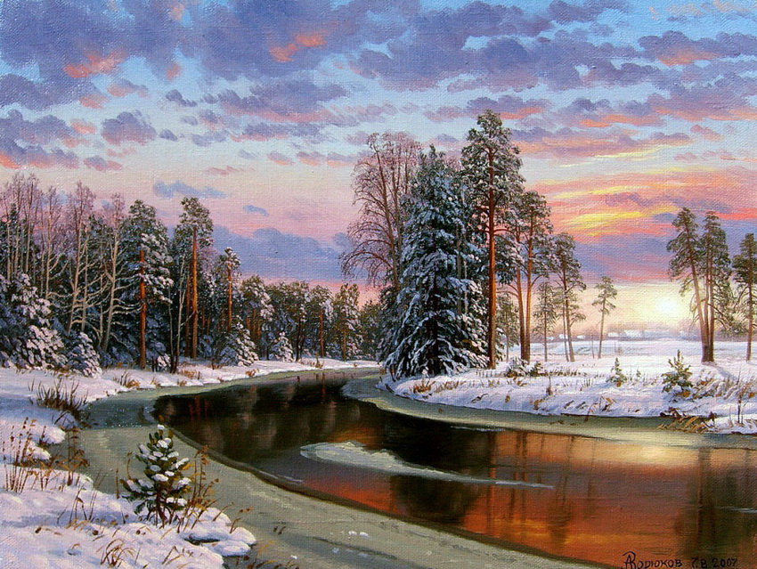 Зимний пейзаж - пейзаж, зима, зорюков а. в - оригинал