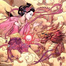 Оригинал схемы вышивки «Geisha i drakon» (№661995)