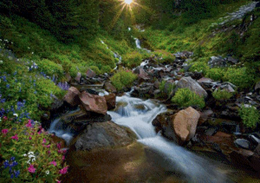 Ручей - природа, ручей, восход - предпросмотр