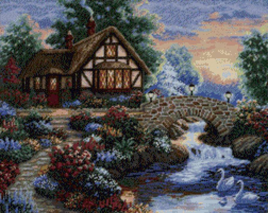 Сумеречный мост - сумерки, дом, мост - предпросмотр