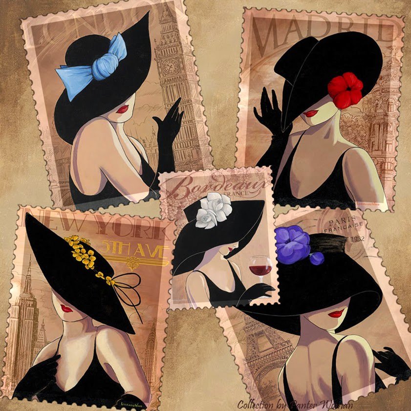 Дамочки - женщина, шляпка - оригинал