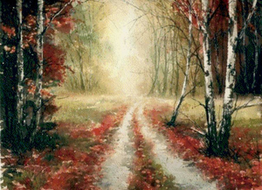 Лесная дорожка - деревья, лес, дорога - предпросмотр